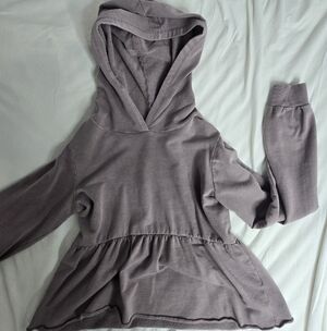 Pinkish Grey Girl's Ruffle Hoodie Used
